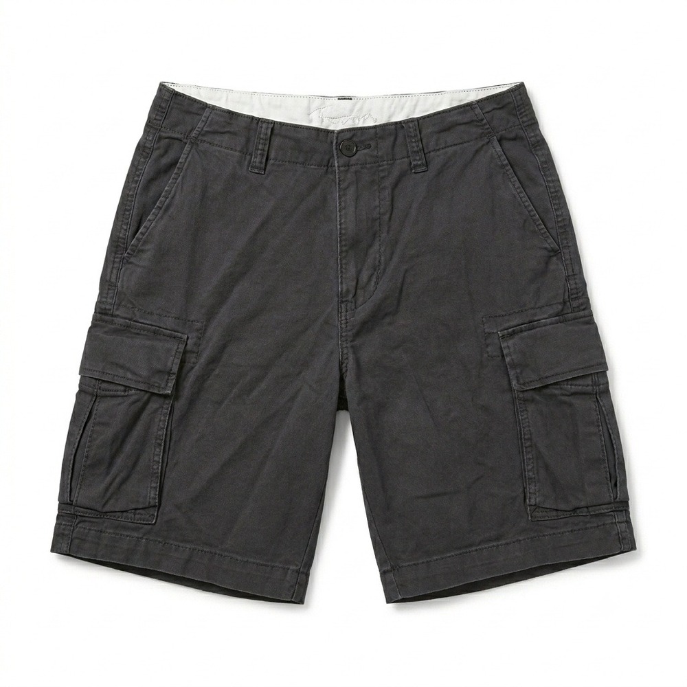 Old Navy Lived-In Straight Cargo Shorts Mens 33 Built-In Flex Gray‎ Stretch